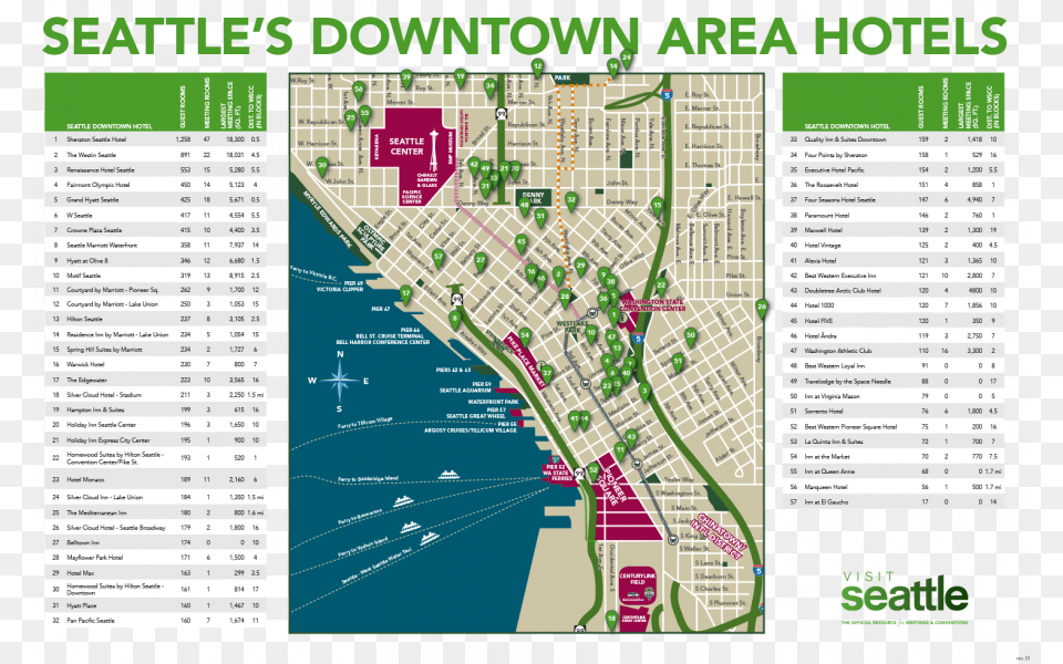 Printable Seattle Downtown Map, Chart, Diagram, Plan, Plot Png