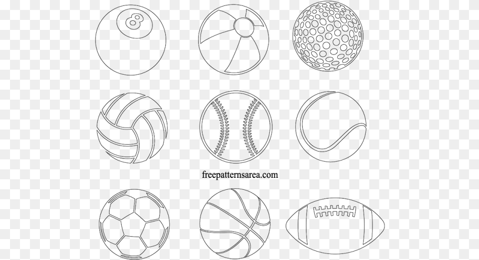 Printable Sport Balls Clipart, Gray Png Image