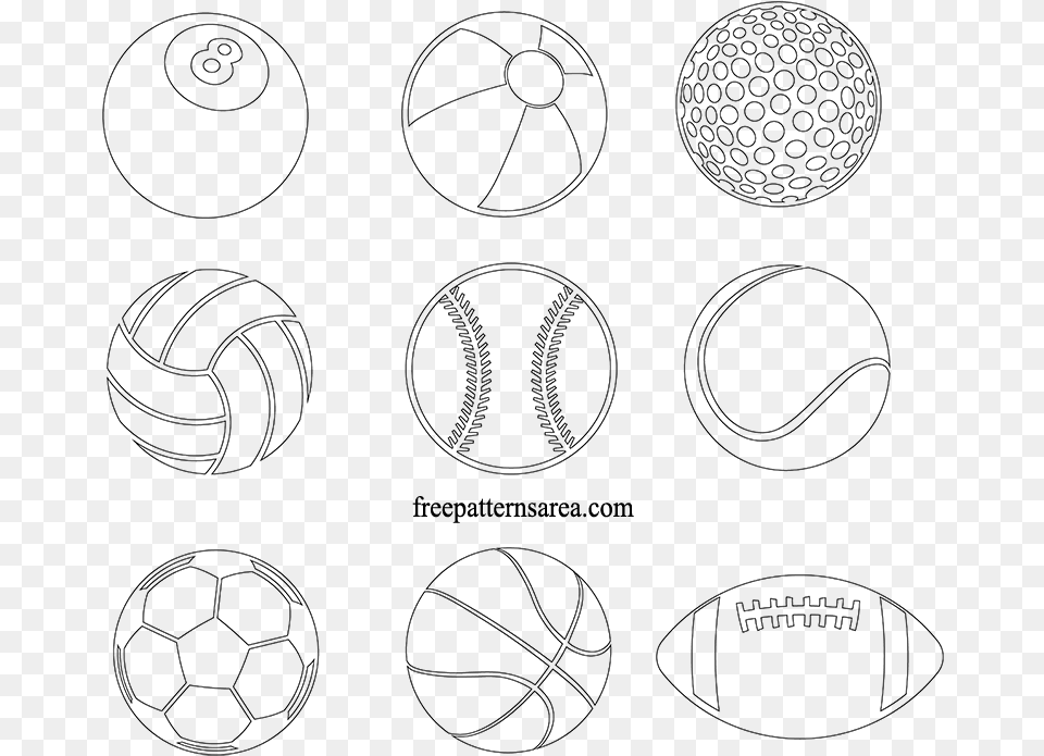 Printable Sports Ball Templates, Gray Free Png