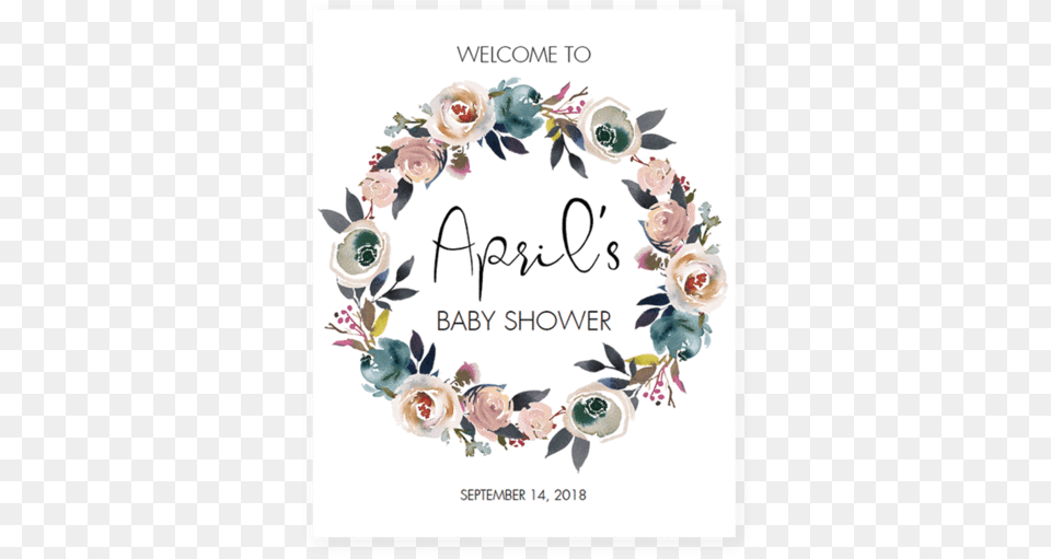 Printable Welcome Sign With Floral Wreath For Boho Floral Welcome Baby Shower, Art, Pattern, Mail, Greeting Card Free Png Download