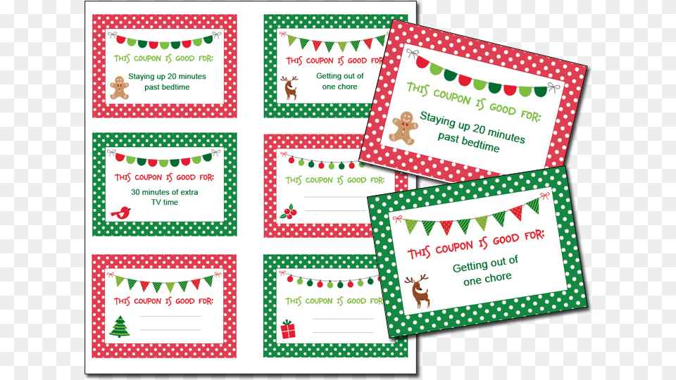 Printables Christmas Coupons Fellowes Christmas Coupons For Kids, Text, Envelope, Mail, Animal Free Png