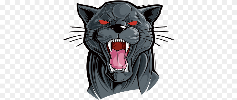 Printed Vinyl Angry Black Panther Cool Black Panther Cat Cartoon, Animal, Mammal, Wildlife, Smoke Pipe Free Png Download