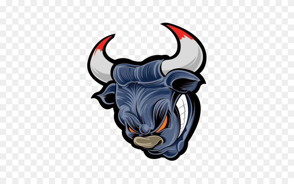 Printed Vinyl Angry Blue Bull Head Stickers Factory, Animal, Mammal, Cattle, Livestock Free Png