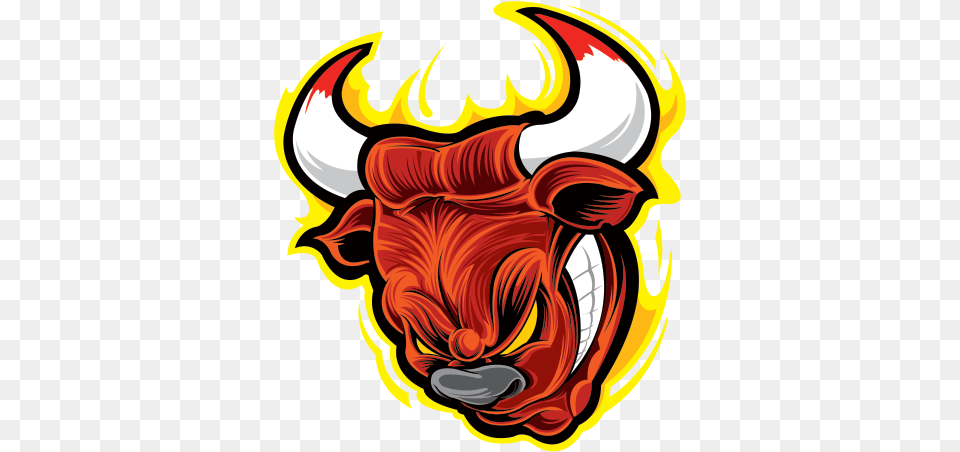 Printed Vinyl Angry Bull Head In Flames Sticker, Animal, Mammal, Cattle, Livestock Free Transparent Png