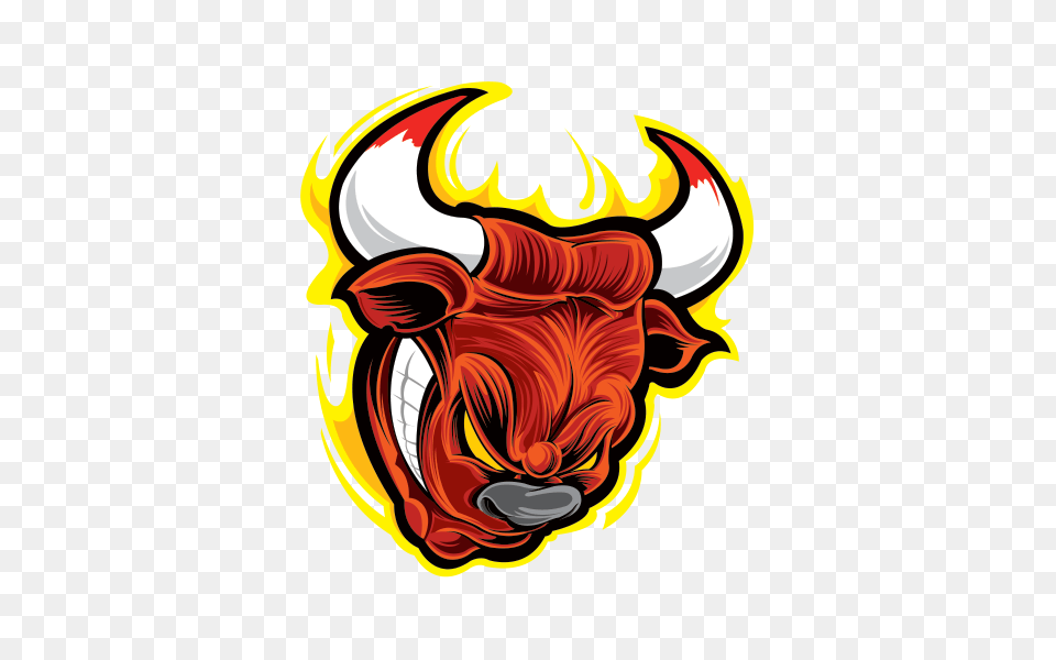 Printed Vinyl Angry Bull Head In Flames Stickers Factory, Animal, Mammal, Cattle, Livestock Free Transparent Png