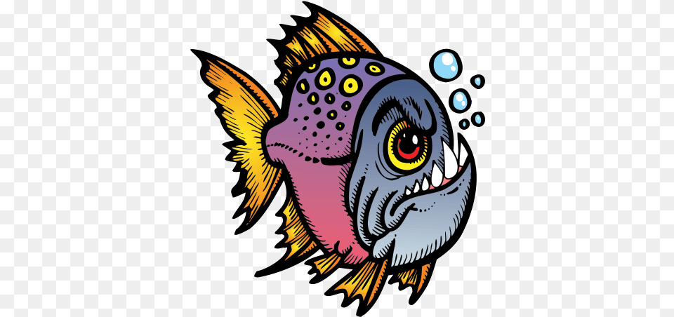 Printed Vinyl Angry Piranha Stickers Factory Clip Art, Graphics, Animal, Bird, Pattern Png