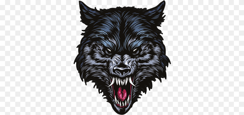 Printed Vinyl Angry Wolf Head Stickers Factory Wolf Scary, Animal, Mammal, Tiger, Wildlife Png Image