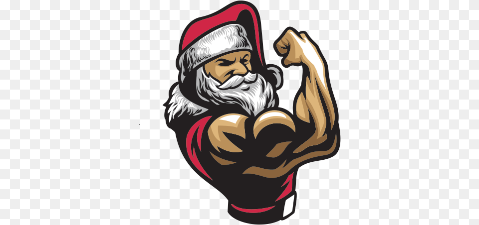 Printed Vinyl Body Builder Muscular Santa Claus, Adult, Male, Man, Person Png