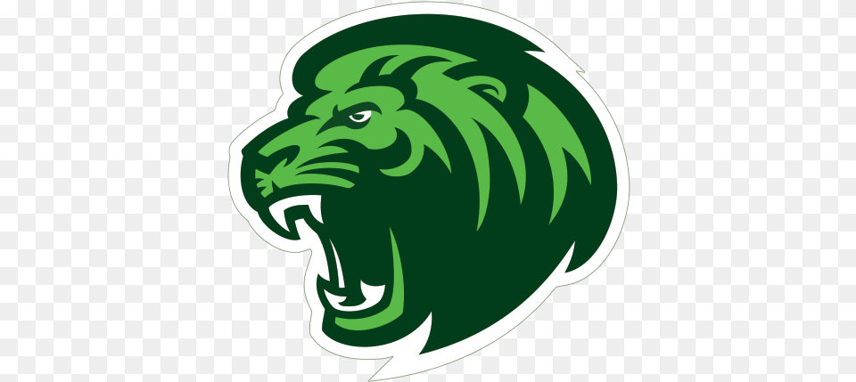 Printed Vinyl Green Angry Wild Lion Head Attack Mascot Lion, Animal, Mammal, Wildlife, Baby Png Image