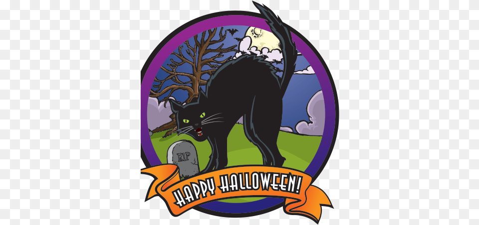 Printed Vinyl Happy Halloween Sign Stickers Factory Illustration, Logo, Animal, Mammal, Panther Free Png