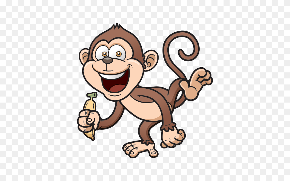 Printed Vinyl Happy Monkey With Banana Stickers Factory, Cartoon, Animal, Face, Head Free Png Download