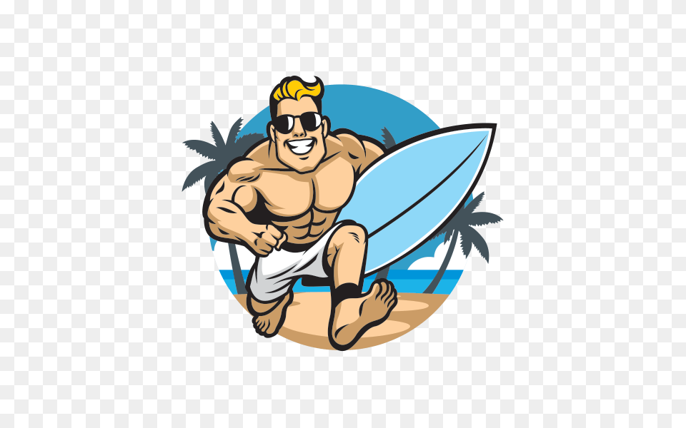 Printed Vinyl Happy Surfer Stickers Factory, Water, Sea Waves, Sea, Outdoors Free Png Download