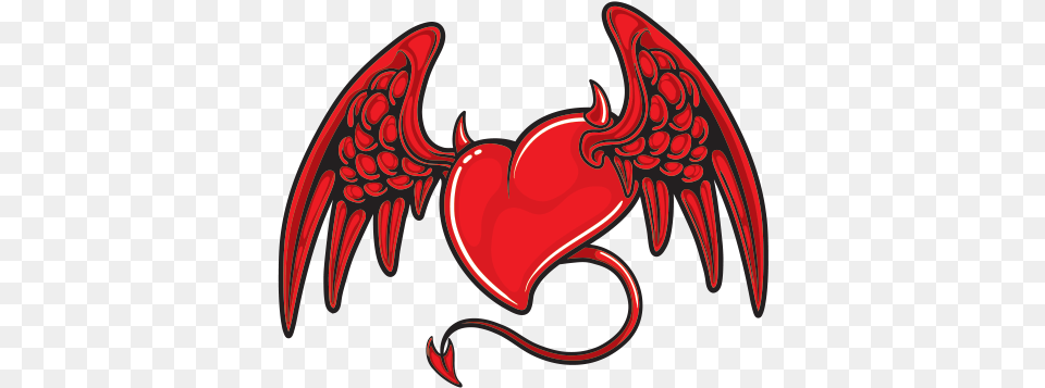 Printed Vinyl Heart With Devil Wings Stickers Factory Devil Heart With Wings Free Png