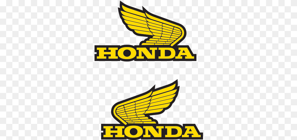 Printed Vinyl Pair Of Honda Wings Logo Honda Logo Sticker Yellow, Symbol, Animal, Fish, Sea Life Free Png