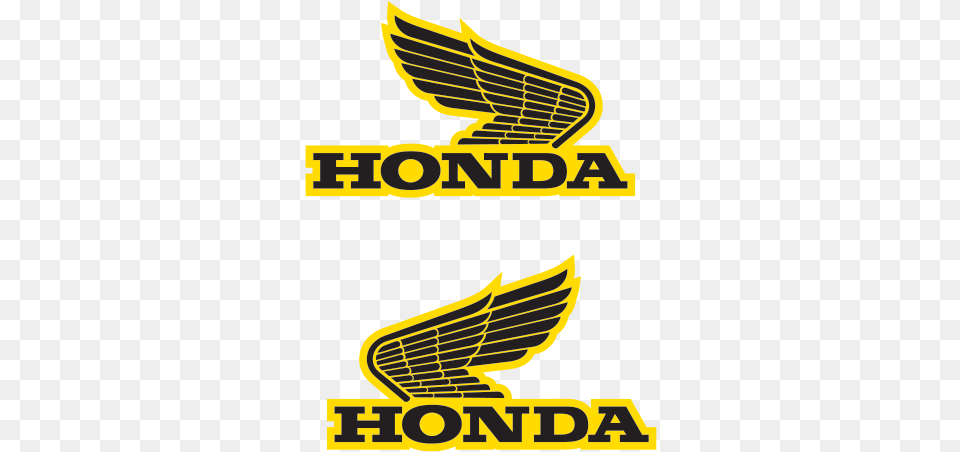 Printed Vinyl Pair Of Honda Wings Logo Logo Honda Wing Yellow, Emblem, Symbol Free Transparent Png