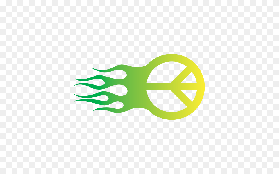 Printed Vinyl Peace Symbol Flames Yellow Green Stickers Factory, Logo, Weapon, Trident Free Png Download