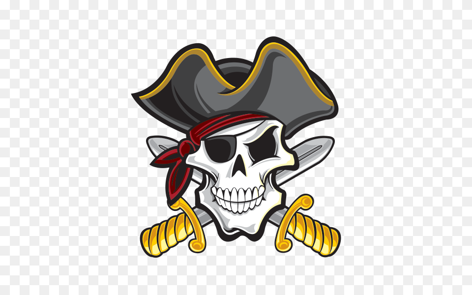 Printed Vinyl Pirate Skull Cross Sword Stickers Factory, Person, Dynamite, Weapon Free Png