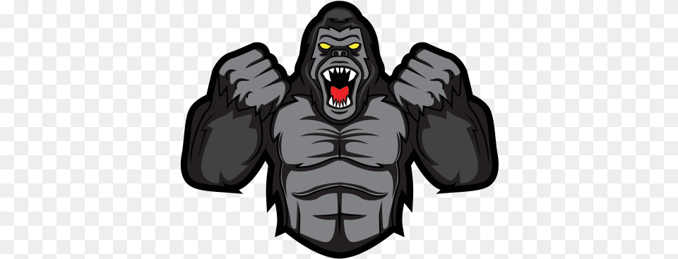 Printed Vinyl Powerful Angry Gorilla Stickers Factory Angry Gorilla Cartoon, Animal, Ape, Mammal, Wildlife Free Png Download
