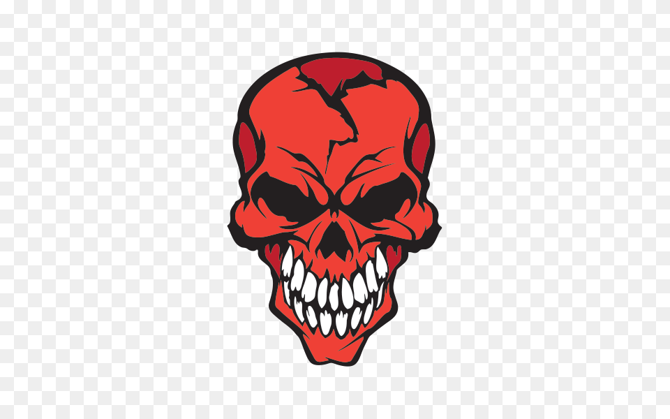 Printed Vinyl Red Skull With White Teeth Stickers Factory, Baby, Person, Face, Head Free Transparent Png