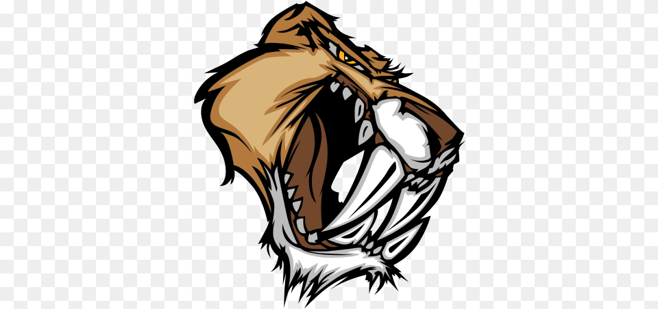Printed Vinyl Saber Tooth Tiger Panther Head With Sharp Teeth, Adult, Person, Woman, Female Free Png