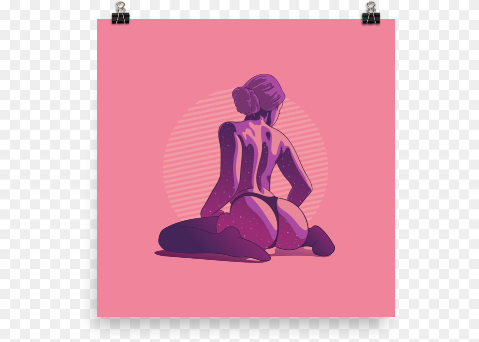 Printed Watercolour Hot Girl Poster Of Oyet, Kneeling, Person, Back, Body Part Png Image