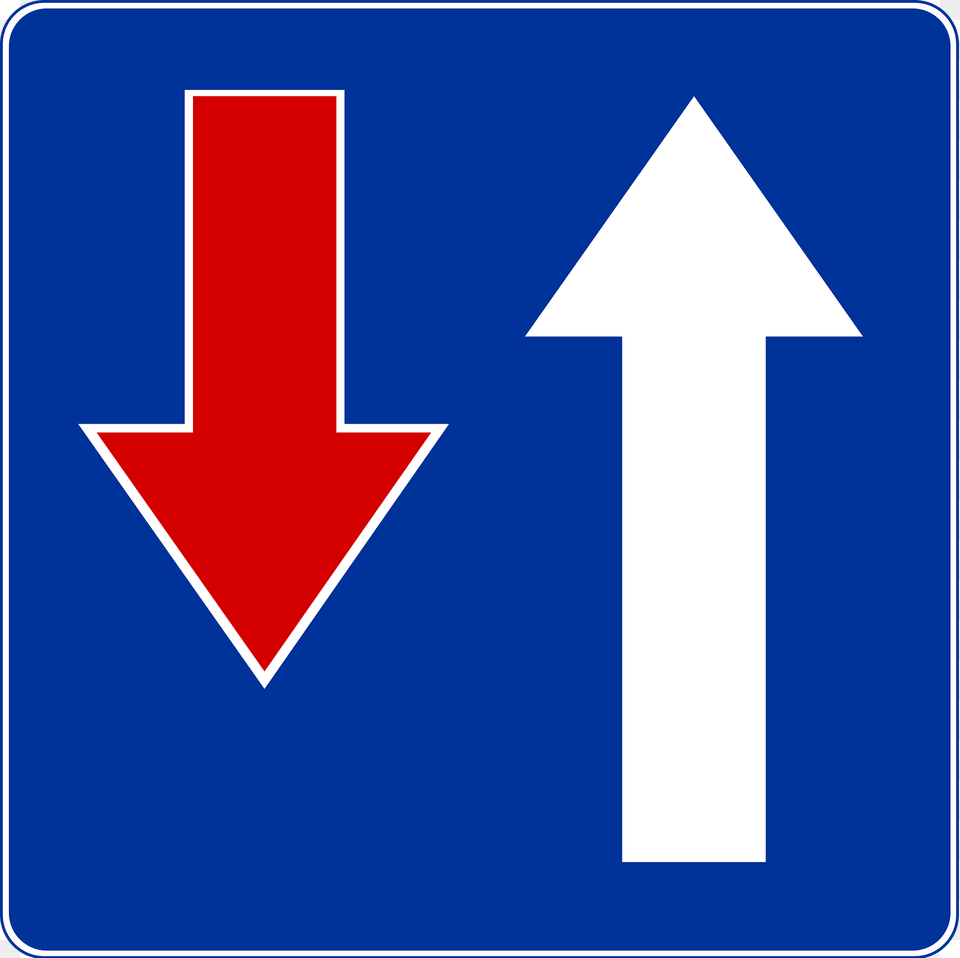 Priority Over Oncoming Vehicles Sign In Poland Clipart, Symbol, First Aid, Road Sign Free Png Download