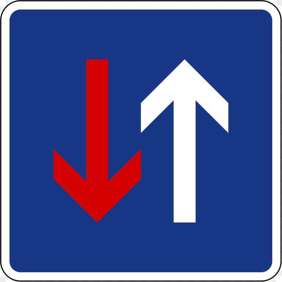 Priority Over Oncoming Vehicles Sign In Slovenia Clipart, Symbol, Road Sign, First Aid Png