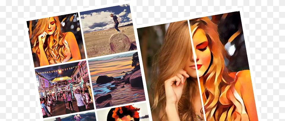 Prisma App Photos Collage, Art, Adult, Female, Person Png