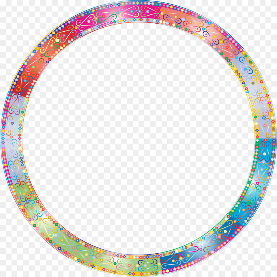 Prismatic Decorative Ornamental Round Frame 3 Clip Round Photo Frame Transparent, Oval, Accessories, Hoop Png Image