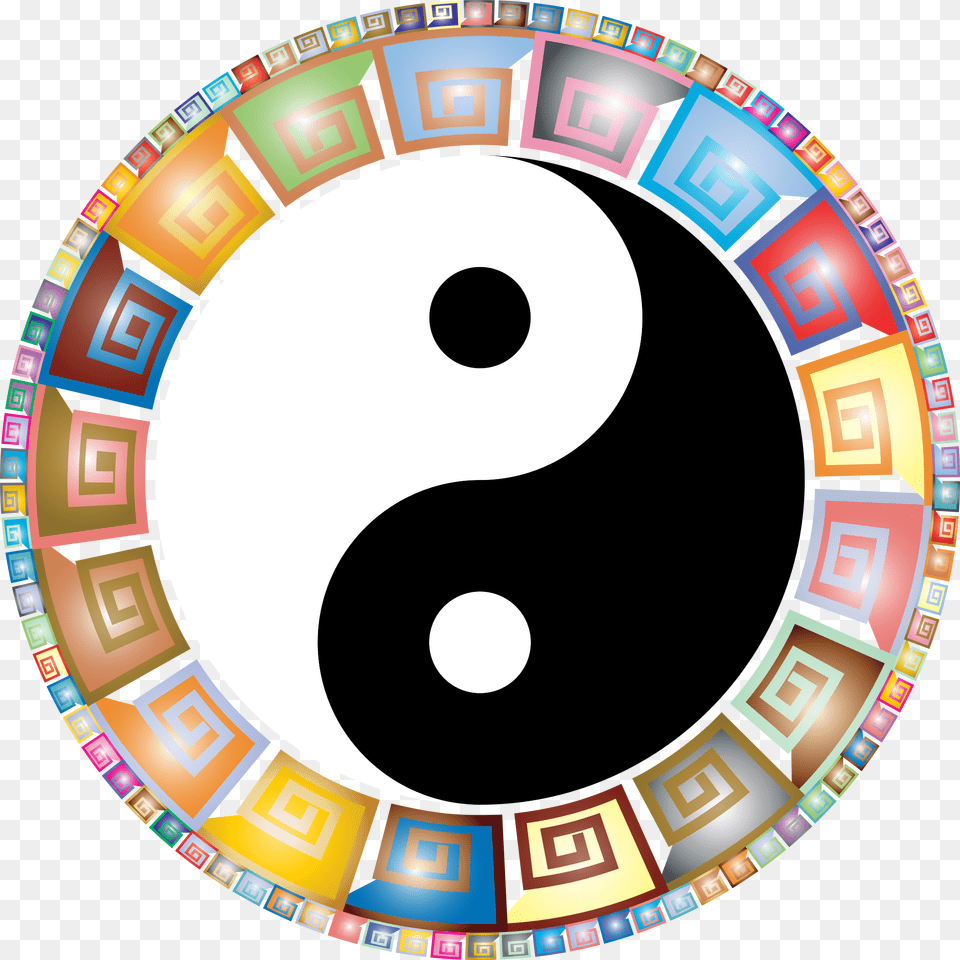 Prismatic Decorative Yin Yang Icons, Number, Symbol, Text, Disk Png