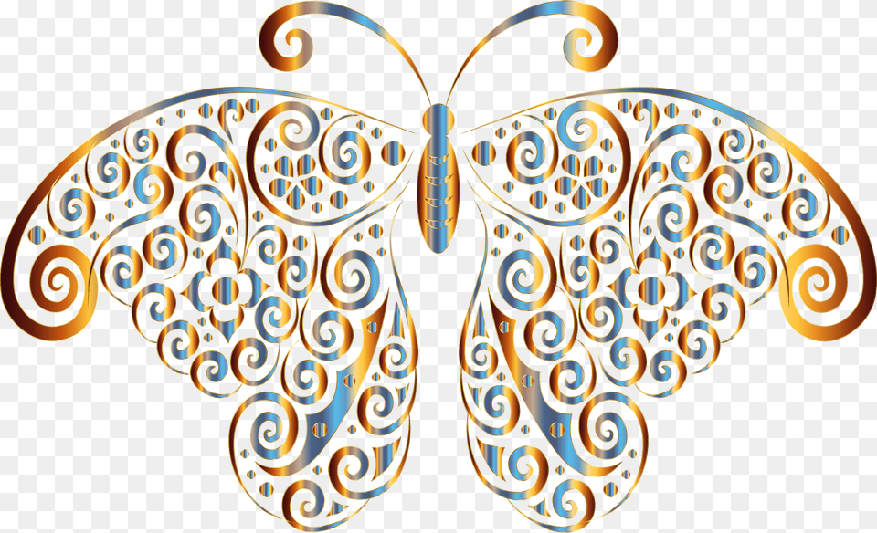 Prismatic Floral Flourish Butterfly Silhouette 5 No Butterfly Silhouette, Accessories, Pattern, Art Free Png