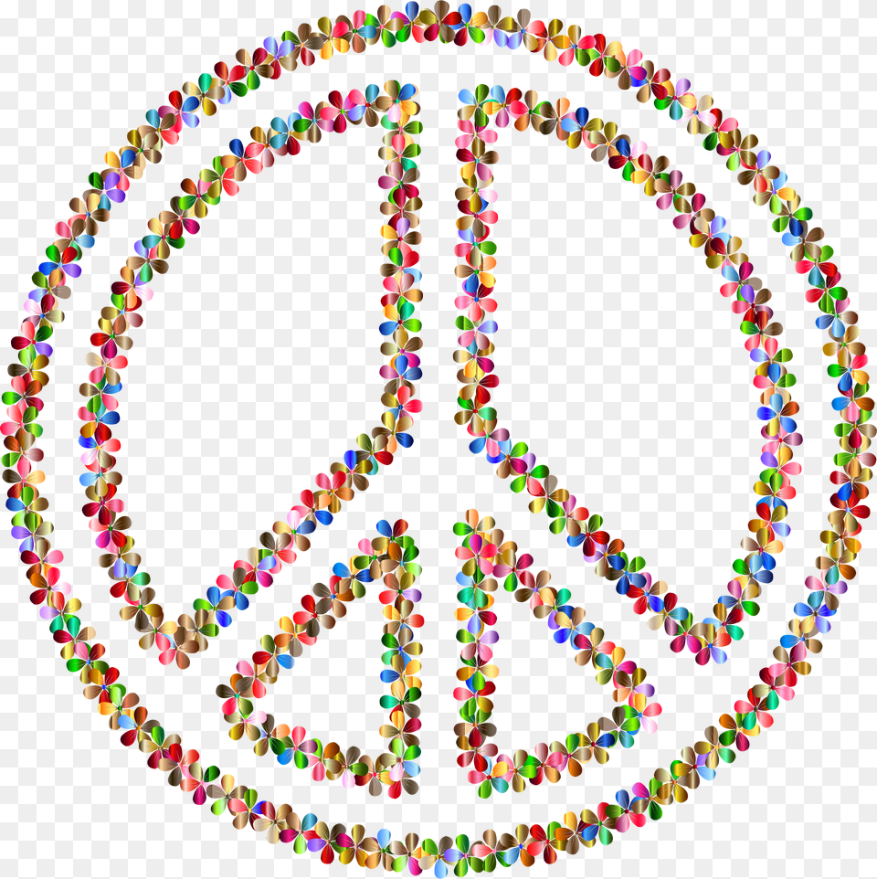 Prismatic Floral Peace Sign Outline Background Peace Symbol, Accessories, Jewelry, Necklace, Bead Free Png