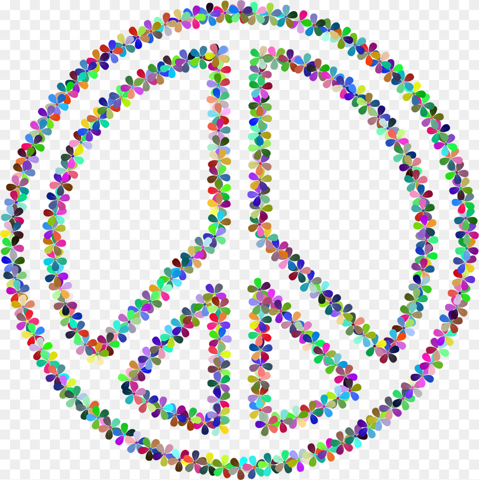 Prismatic Floral Peace Sign Outline Icons, Accessories, Jewelry, Necklace, Bead Png Image