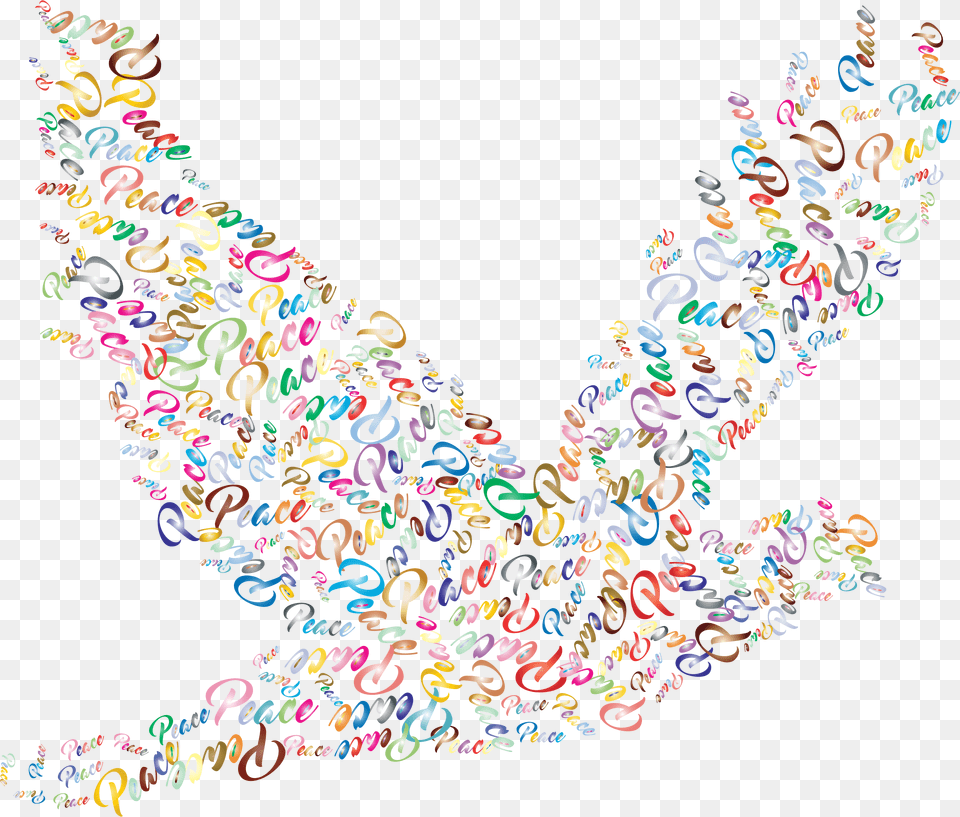 Prismatic Flying Peace Dove Typography 2 No Background, Accessories, Art, Graphics, Jewelry Free Png