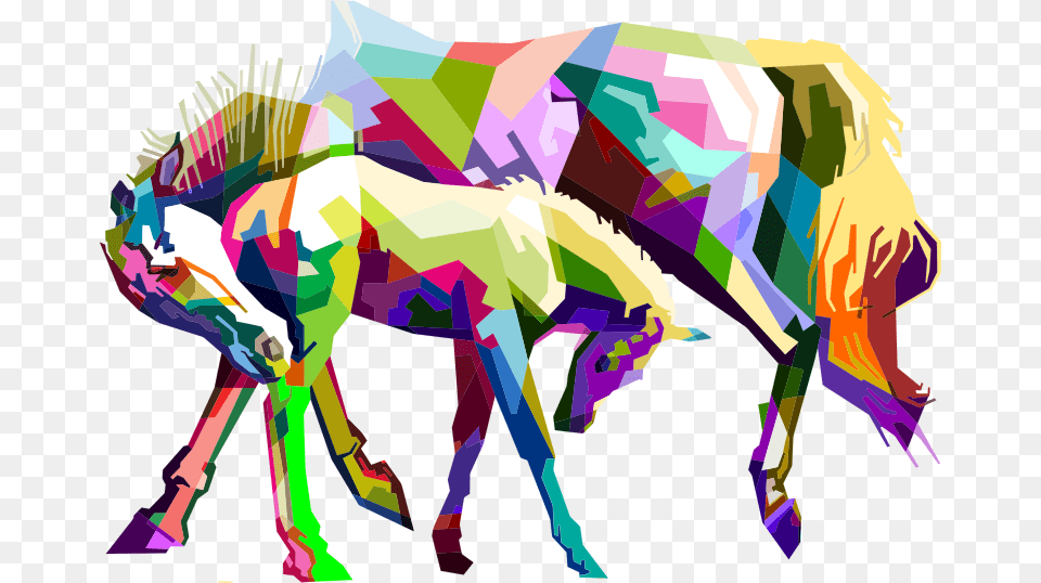 Prismatic Geometric Mother And Child Horses Art Graphic Horse Head, Graphics, Person, Modern Art Png Image