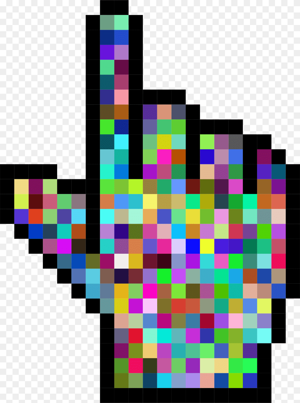 Prismatic Hand Cursor Pointer Grid Clip Arts Pixel Art Png