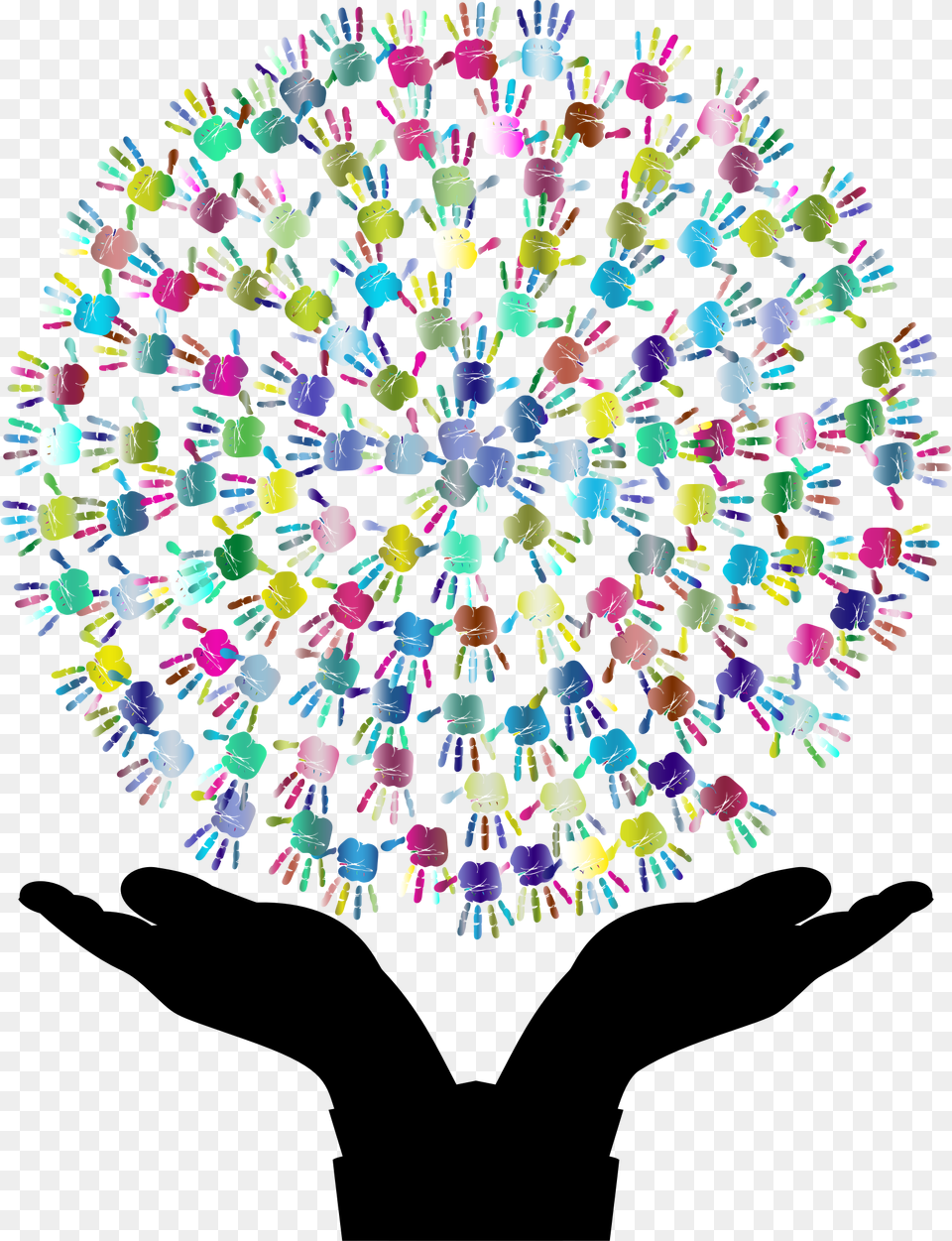 Prismatic Hands Tree 2 Clip Arts Logo Tree Hands, Art, Paper, Confetti, Chandelier Png Image