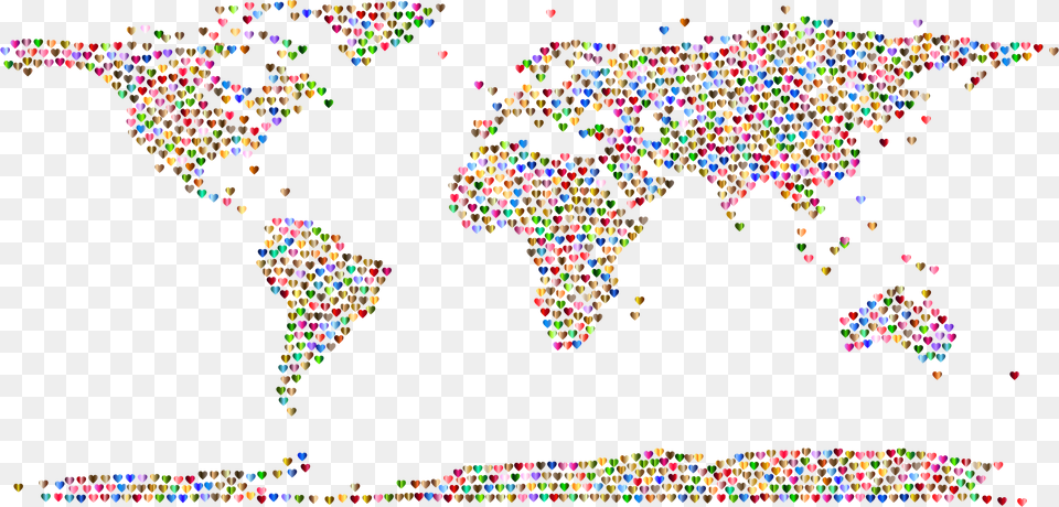 Prismatic Hearts World Map 6 No Background Clip Arts Rectangle Map Of The World Png Image