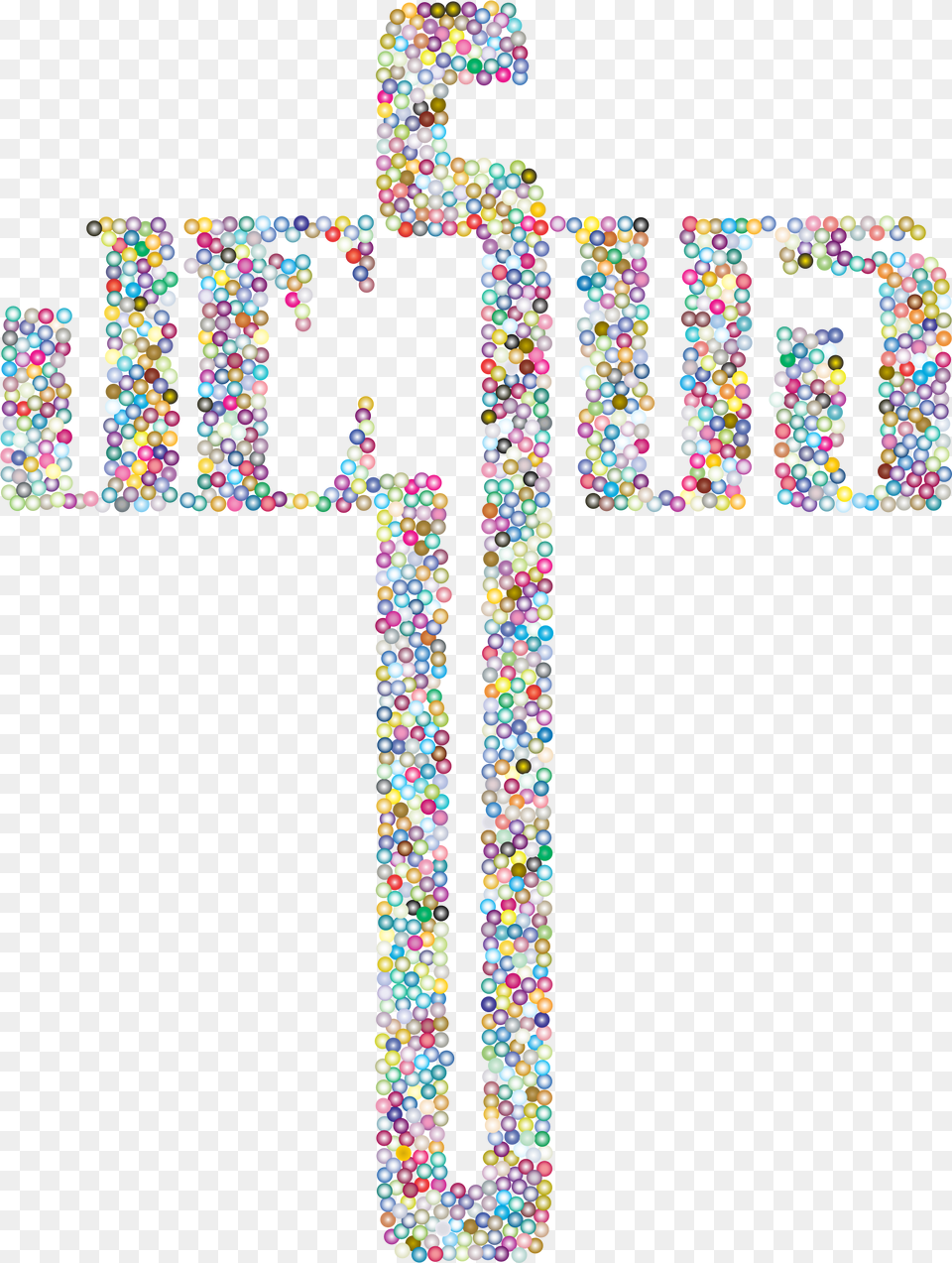 Prismatic Jesus Cross Typography Dots No Background Cross Transparent Christian Cross Background, Symbol, Accessories, Bead, Text Png