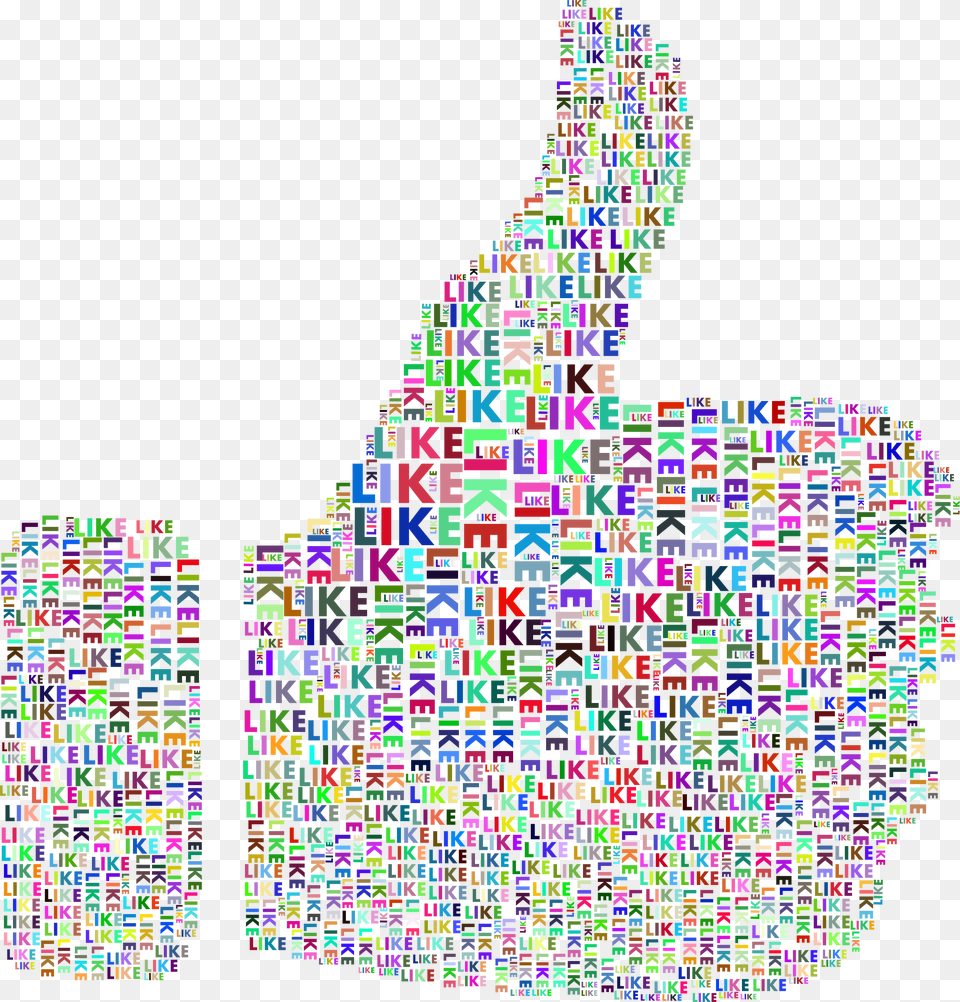 Prismatic Like Thumbs Up Word Cloud Clip Arts Social Media Clipart Like, Art, Collage Png