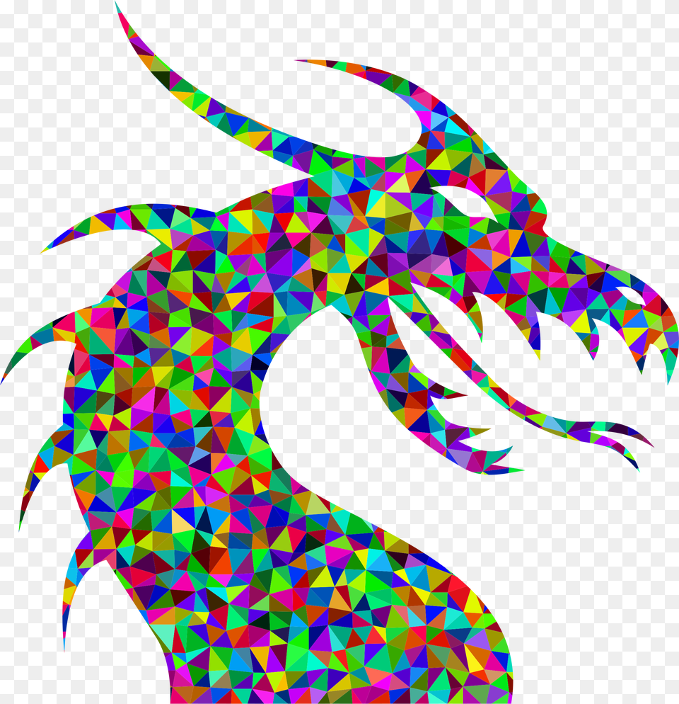 Prismatic Low Poly Dragon Clip Arts Dragon Black And White, Person, Pattern, Art Png Image