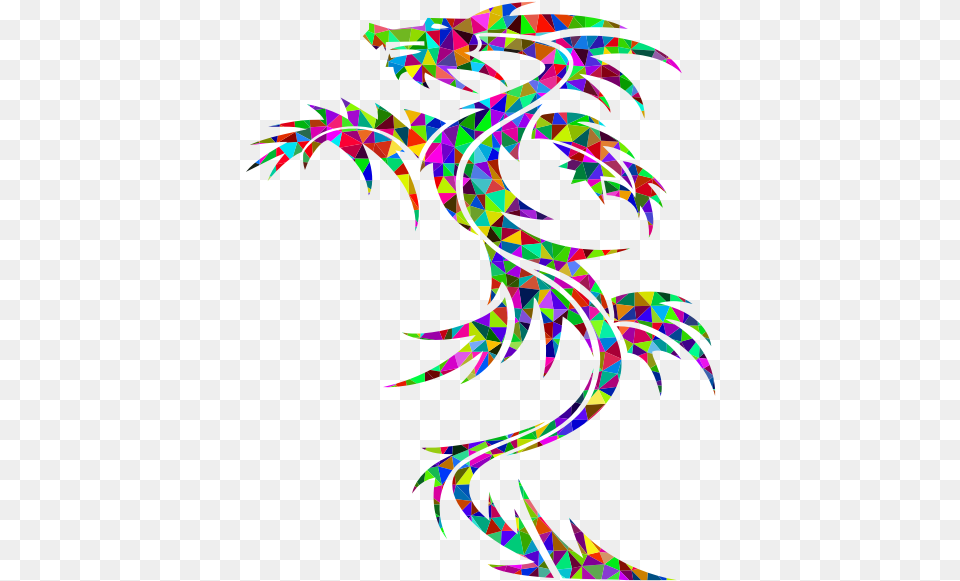 Prismatic Low Poly Tribal Dragon Draghi Disegno Tattoo Tribale, Pattern, Person, Accessories, Fractal Png