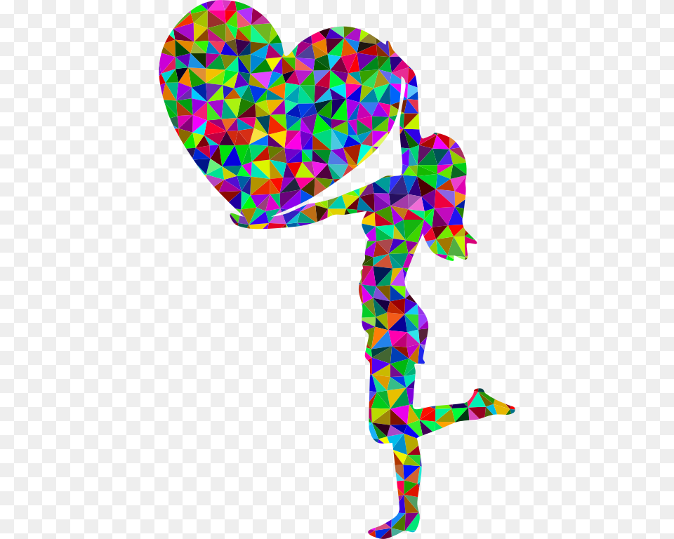Prismatic Low Poly Woman With Big Heart Background On Self Love, Art, Purple, Baby, Person Png