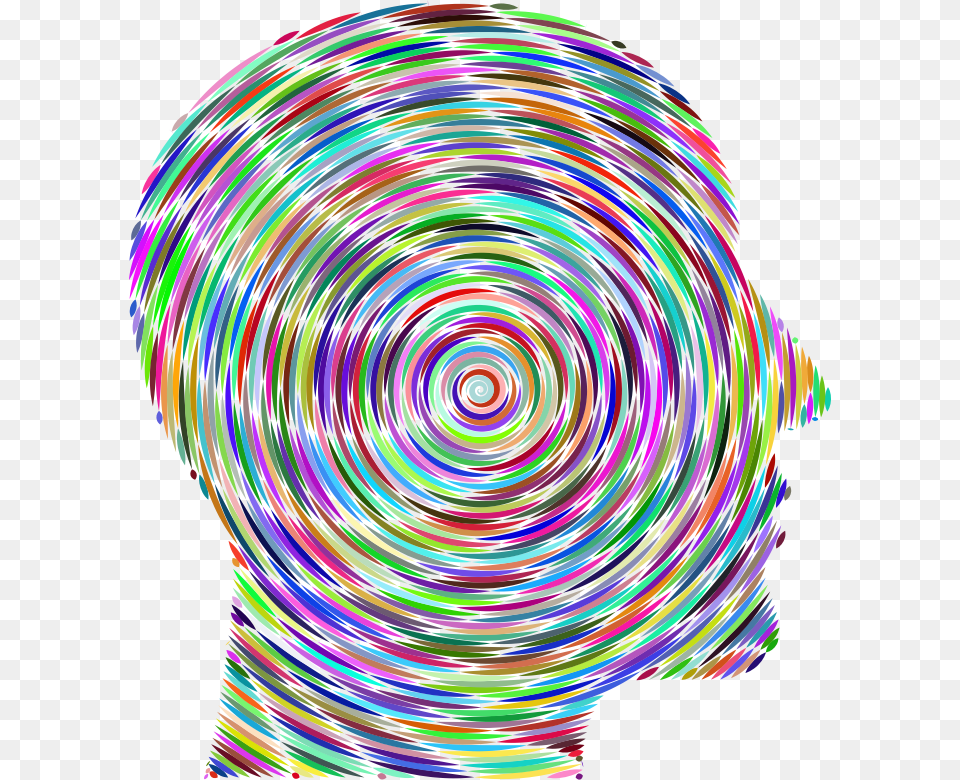 Prismatic Man Head Silhouette Concentric Vortex, Spiral, Pattern, Art, Graphics Png