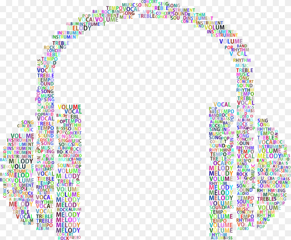 Prismatic Music Headphones Word Cloud No Background Icons, Art, Arch, Architecture Free Png
