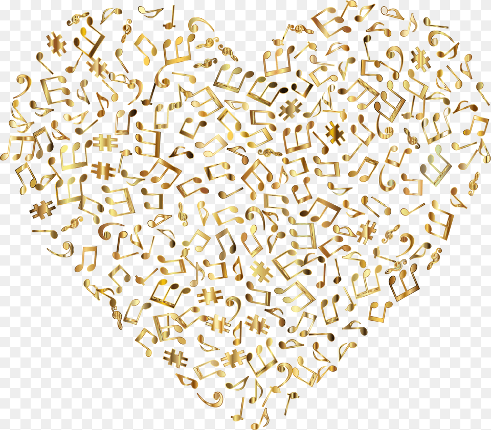 Prismatic Musical Heart 4 5 No Background Clip Arts Gold Music Notes Background, Blackboard, Art, Collage, Paper Free Transparent Png