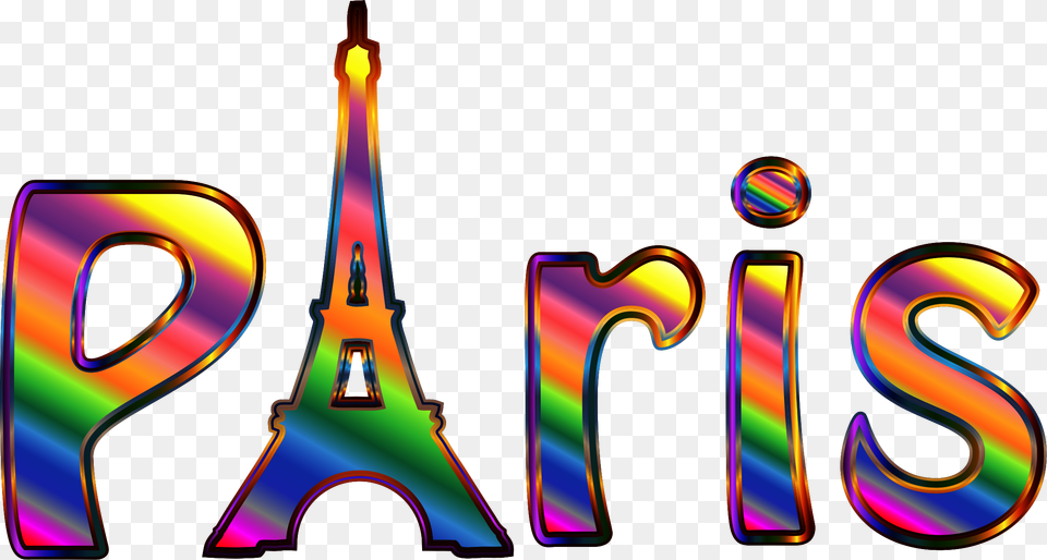 Prismatic Paris Typography Enhanced Icons, Light, Art, Graphics, Neon Png