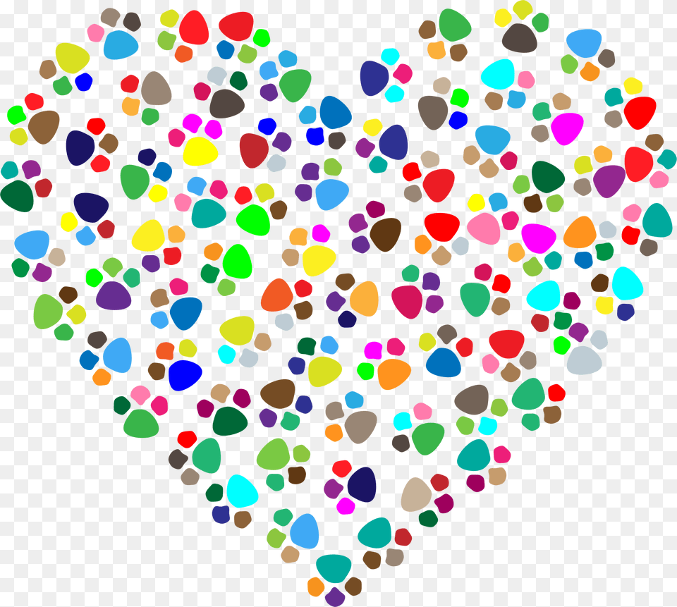 Prismatic Paw Prints Heart 2 Jpg Freeuse Clip Art Colorful Heart, Paper, Confetti, Pattern Free Png Download