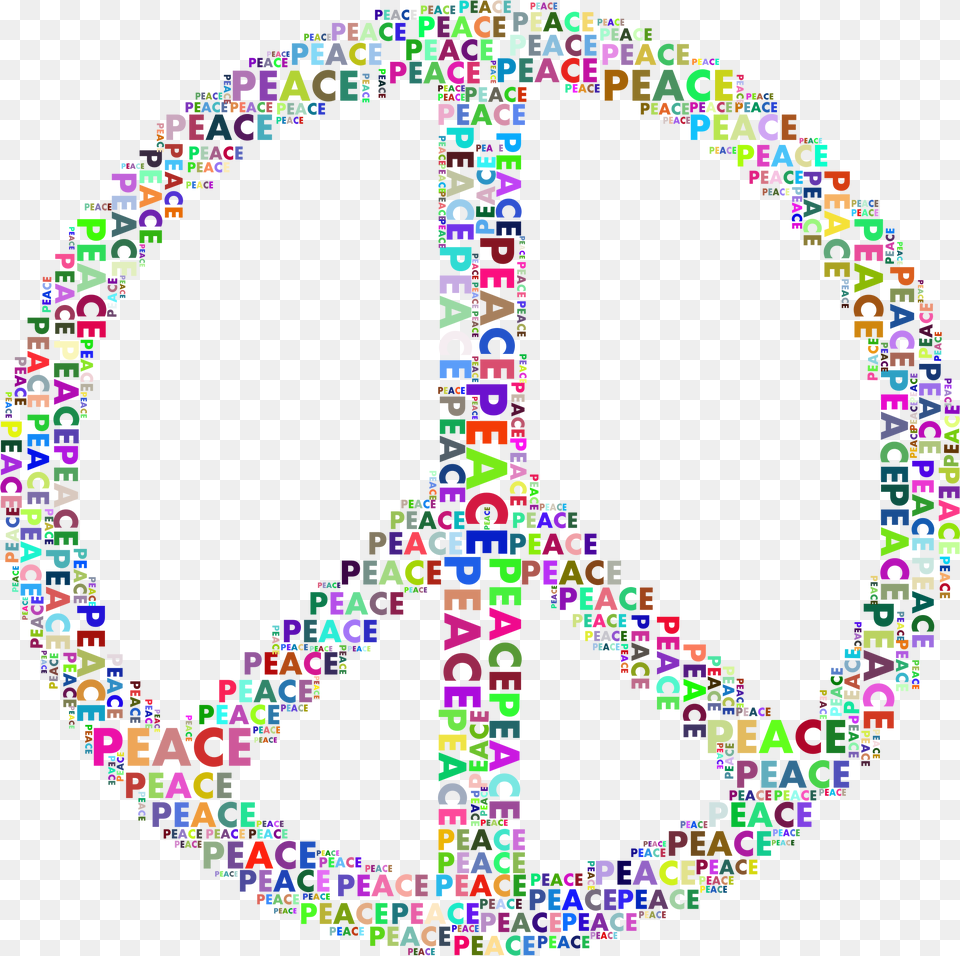 Prismatic Peace Sign Word Cloud No Background Clip Peace Sign With Words, Art, Accessories Png Image