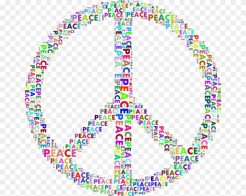 Prismatic Peace Sign Word Cloud No Background Peace Sign With Words, Art, Accessories Free Png Download